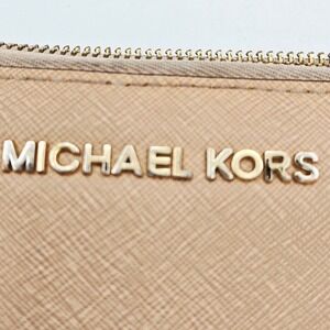 Michael Kors Wallet Tan Saffiano Leather Zip Around Card Holder Purse‎